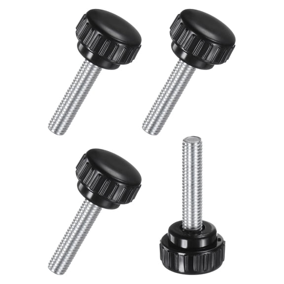 4-Pack Knurled Clamping Knobs, M8x30mm Male Thread Thumbscrew, Carbon Steel for Industrial, Machine