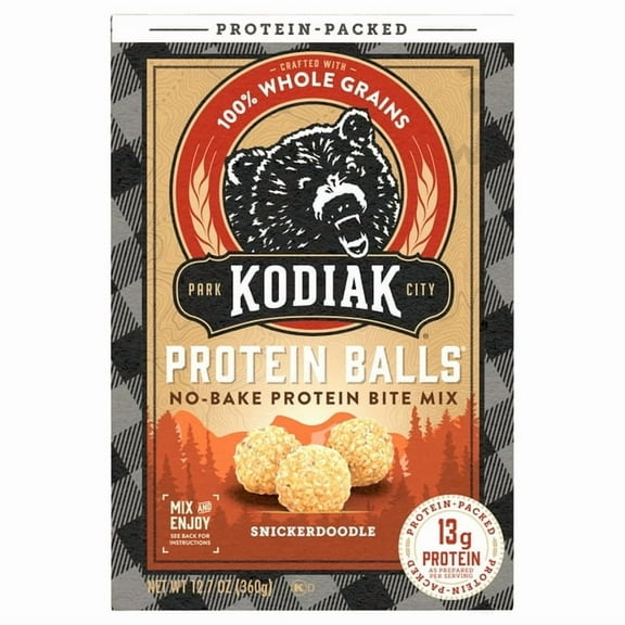 (4 Pack) Kodiak Protein-Packed Snickerdoodle No-Bake Protein Ball Mix, 12.7 oz Box