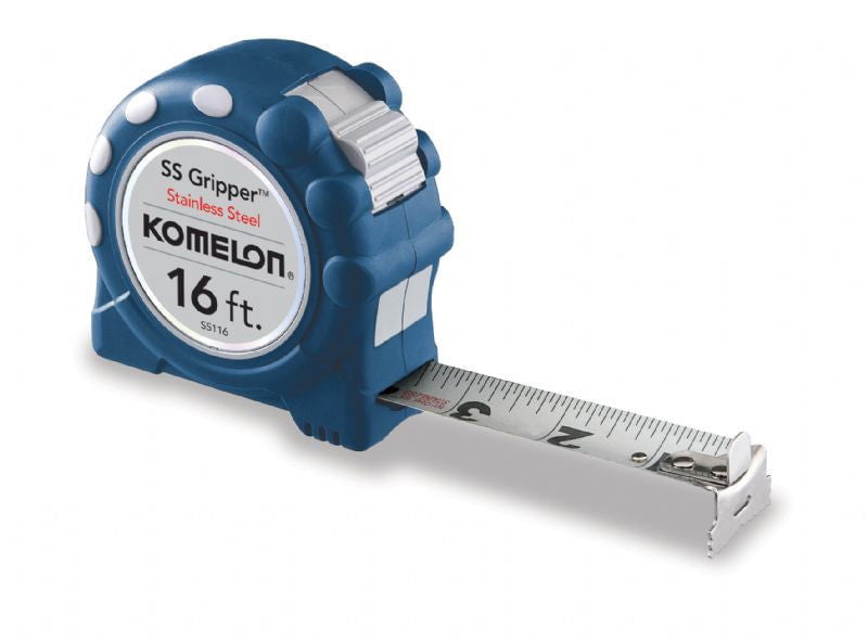4 Pack Komelon SS116 16' x 1" Stainless Steel Rubber Gripper Tape Measure Double Sided Blade