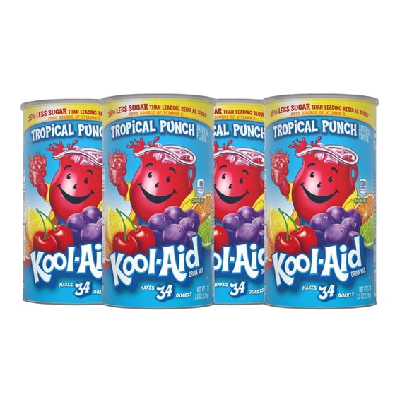 4 Pack | Kool-Aid Sweetened Tropical Punch Powdered Drink Mix (82.5 oz.)