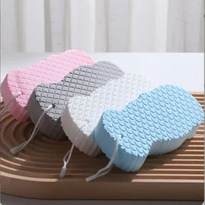 4 Pack Korean Exfoliating Bath Sponge, PVA Body Scrubber for Dead Skin Removal, Soft Reusable Shower Sponge with Hanging Loop(xxw)