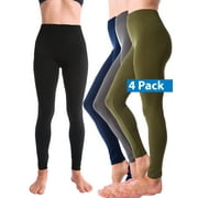 4-Pack Kuda Moda Warm Fleece Lined Thick Brushed Full Length Leggings Tights