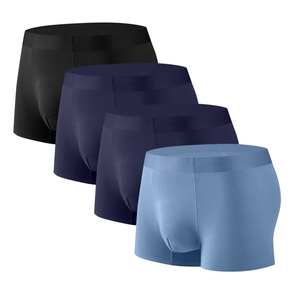 4 Pack L-4X Plus Size Mens Big & Tall Underwear Quick-Drying Boxer Briefs Casual Solid Color Mid Waisted Breathable-Modal Athletic Workout Boxers