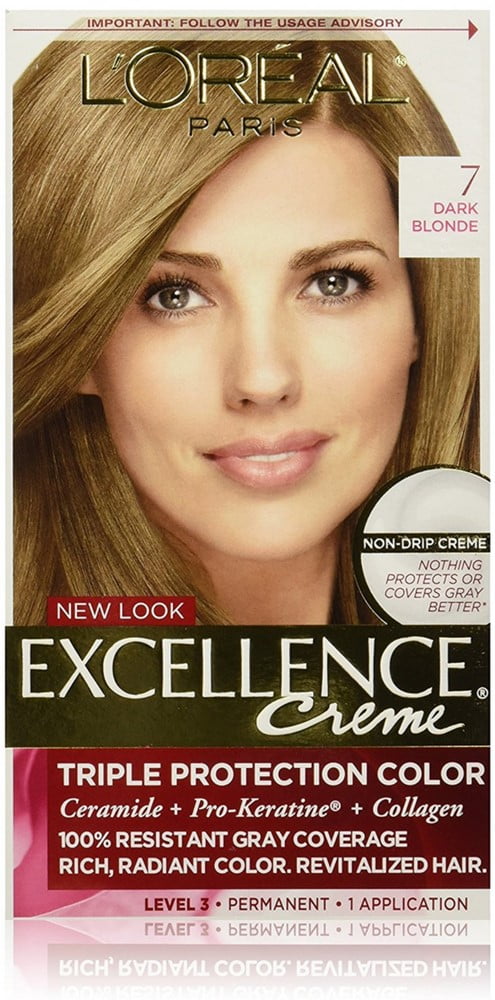 4 Pack - L'Oreal Excellence Triple Protection Permanent Hair Color Creme Dark Blonde [7] 1 ea