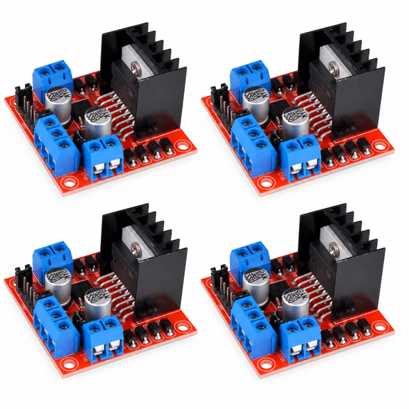 BONROB L298N Motor Driver Controller Module, Dual H-Bridge DC & Stepper Motor Driver, 4 Count, 4 Pack