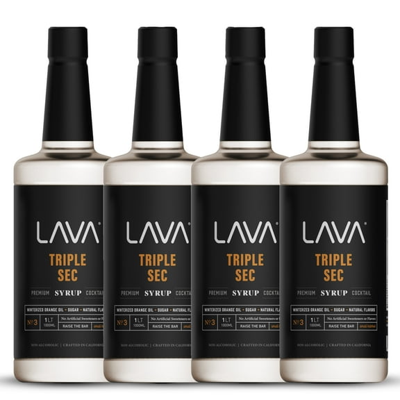 (4-Pack) LAVA Premium Triple Sec Cocktail Syrup, 33.8oz (1-Liter), Made with 100% Sugar, Orange Extract, No Artificial Sweeteners, Flavors, or Colors. (1-Pack)