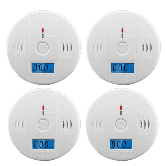 4 Pack LCD Display CO Carbon Monoxide Gas Detector Device Home Safety Alarm Detector