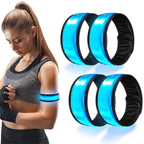 4 Pack LED Armband Running , High Visibility Wristband for Runners, Joggers, Pet Owners, Cyclists, Adjustable Waterproof Reflective Bracelets for Night Running, Walking