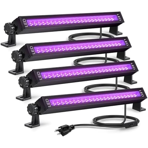 4 Pack LED Black Light, UV Lights for Glow Party Large Space, Blacklight Bar with Plug & Switch Light Up for Party Bedroom Decorations Stage Lighting$$Tools & Hardware Other