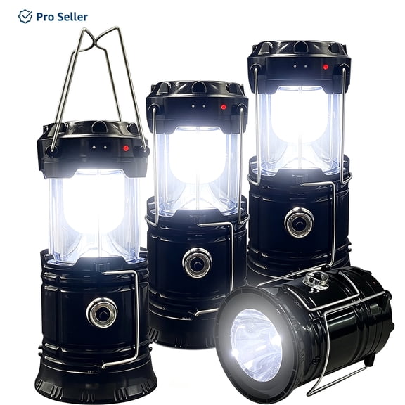 4 Pack LED Camping Lantern Flashlight, Collapsible Portable Camp Light, Battery Powered Emergency Lantern for Camping, Hiking, Hurricane, Power Outage