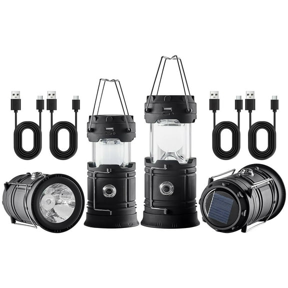 4-Piece Rechargeable LED Camping Lantern Set, Portable Battery Bank with USB Output, Durable for Outdoor Adventures