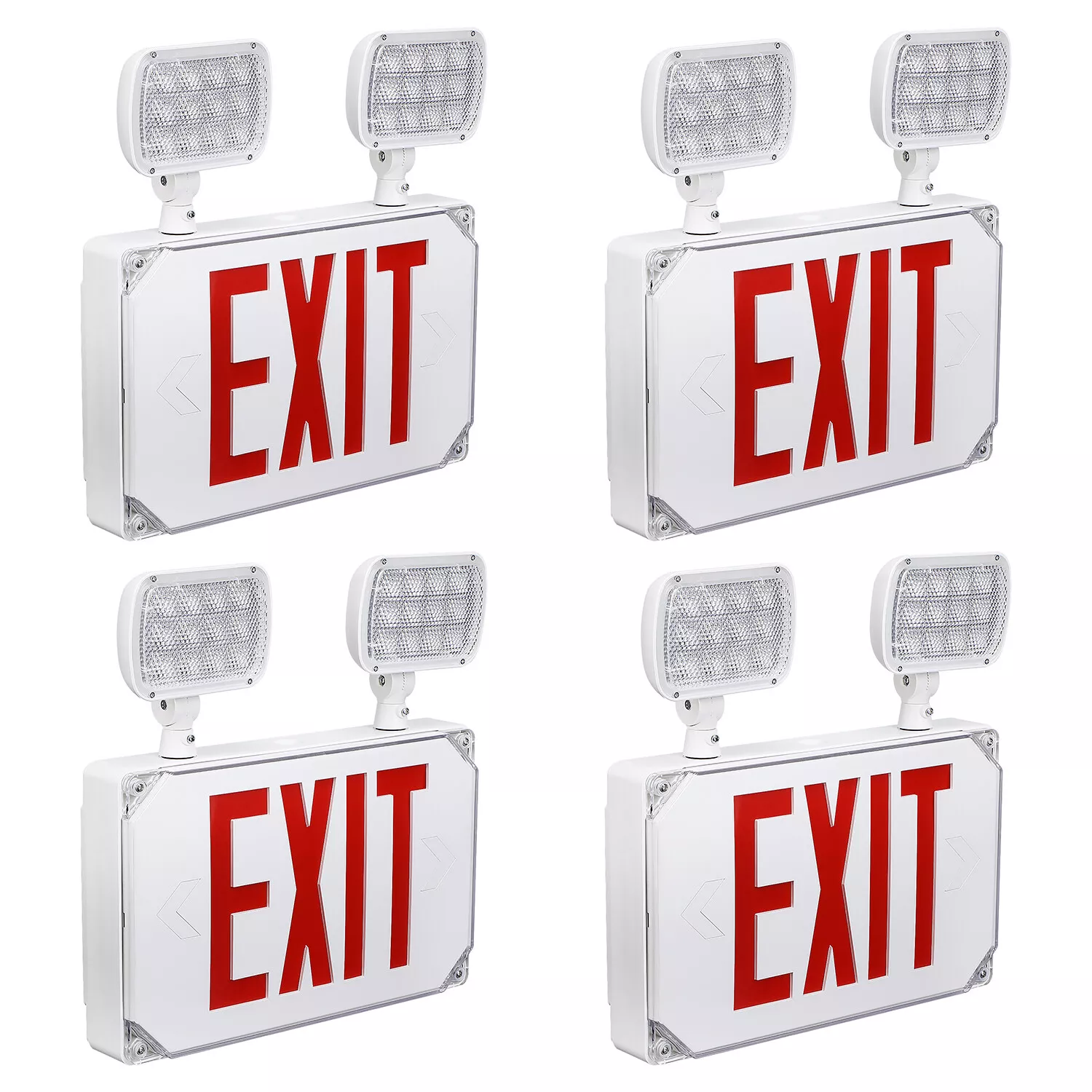 Compass Hubbell LED Emergency Light – 2 Head White Exit Sign With Battery Backup