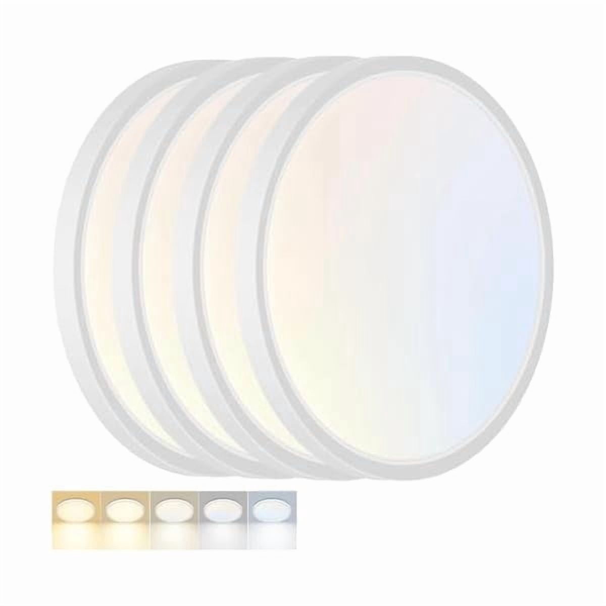 4 Pack LED Flush Mount Ceiling Light, 12 Inch 24W 5CCT (3000K-6500K), White Ultra-Thin Round Light for Kitchen Porch Hallway Bedroom Bathroom Closet