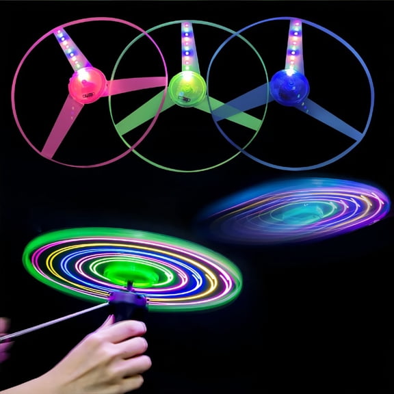 4 Pack LED Flying Saucer Toys with Flashing Lights, Glow in the Dark Flying Discs for 4-12, Outdoor Party Favors