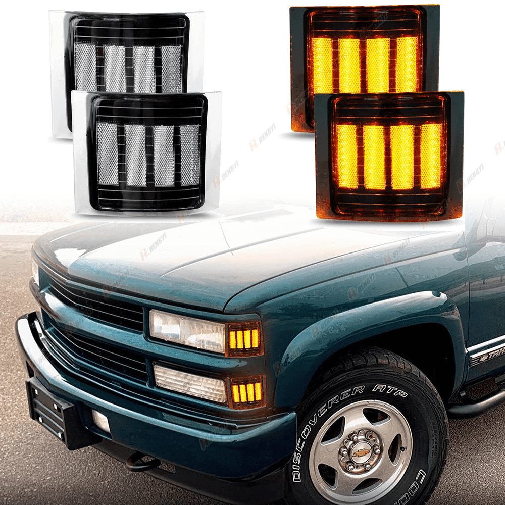 Zpeedstarz Front Bumper Turn Signal Lights – Pair – Fits 1994-1999 Chevy/GMC C/K Pickup – Clear Lens Halogen Reflector