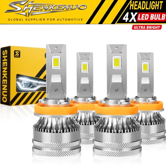 4 Pack LED Headlight Bulbs (H9/H11, 6000K White)  High/Low Beam Replacement for Nissan Altima 2007-2018