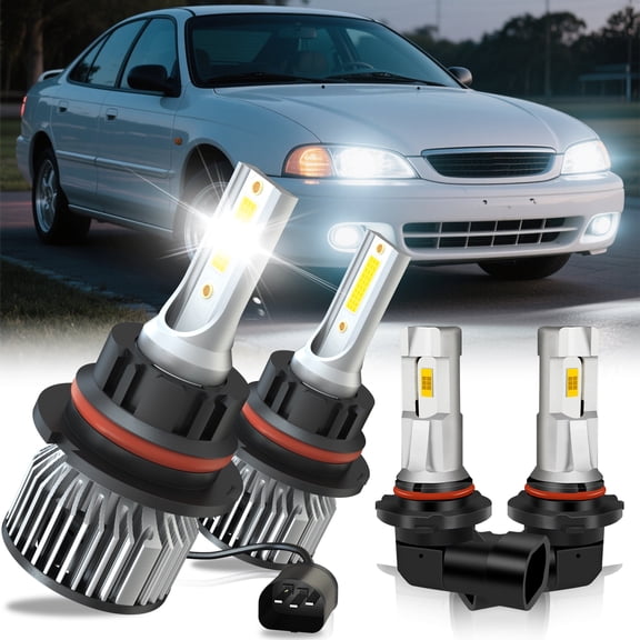 4 Pack LED Headlight Hi/Low+Fog Light Bulbs 9007 9145 4x For Dodge Stratus 95-00