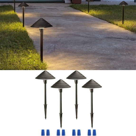 4 Pack LED Landscape Lighting, 3W AC/DC 12V Low Voltage Pathway Lights, Bronze Aluminum Housing, 3000K Warm White