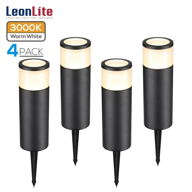 4 Pack LED Path Bollard Lights, 12-24V AC/DC Low Voltage Garden Lights, Outdoor Decor Landscape Lights, 3000K Warm White