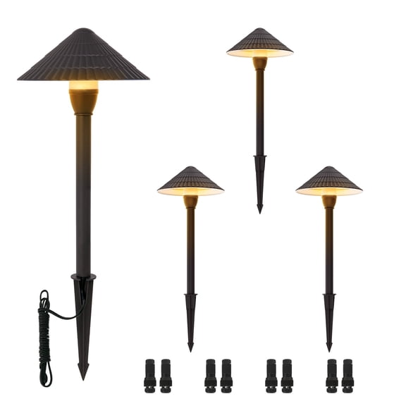 4-Pack LED Low Voltage Landscape Lights, 3W CRI90+ Cast-Aluminum 12-24VAC/DC Pathway Lights, 2700K Warm White Waterproof Path Lights, ETL Listed Landscape Lighting Wired for Yard Lawn, Bronze