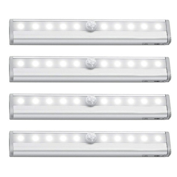 4 Pack LED Motion Sensor Lights, 10 LED Closet Battery Operated Lights, Stick-On Anywhere Magnetic Wireless Night Light Bar, Led Safe Light Indoor for Closet Stairs Wardrobe