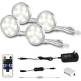 thumbnail image 1 of 4 Pack LED Puck Lights with Remote, Under Cabinet Kitchen Lights Plug in, Dimmable Under Counter Light Fixtures, Wired Puck Lights for Closet, Shelf, Display(4000K, Natural White), 1 of 8