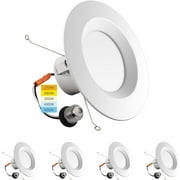 4 Pack LED Recessed Lighting 6 Inch Retrofit,2700K/3000K/3500K/4000K/5000K,6 LED Can Light Retrofit,Smooth Trim,14W Equal 100W,1100LM,IC & Wet Rated, ETL and California JA8 Certified