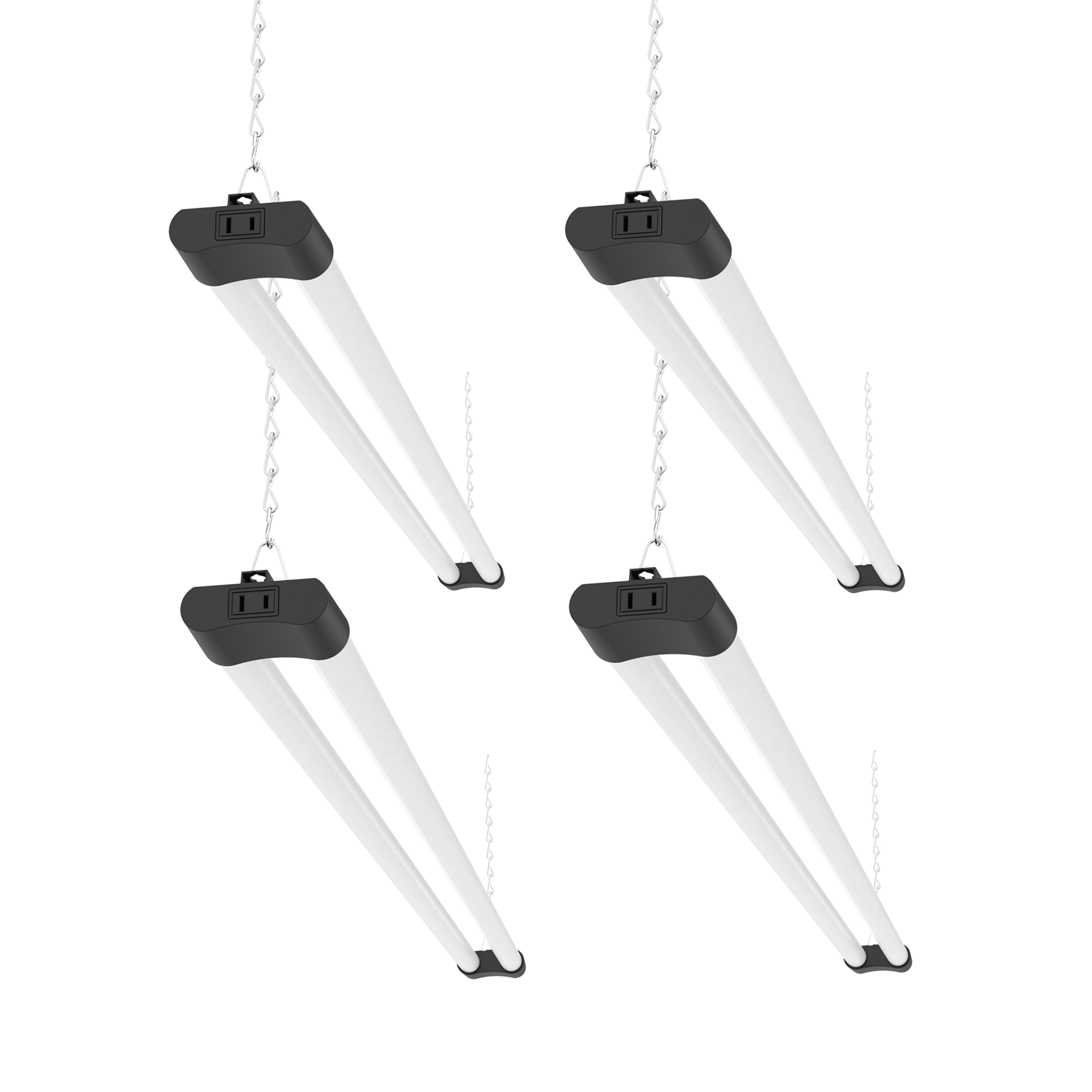 4 Pack LED Shop Light 4 FT 40W Plug Linkable Fixture Hanging Flush Mount Utility Light for Garage Workshop