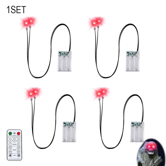 4-Pack LED Skeleton Eyes Kit, Remote Halloween Decorations