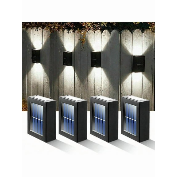 4 Pack LED Solar Step Lights Outdoor Bright Solar Deck Lights Waterproof Solar Stair Lights With Auto On/Off Solar Lights For Decks Steps Fence Patio Yard Pathway