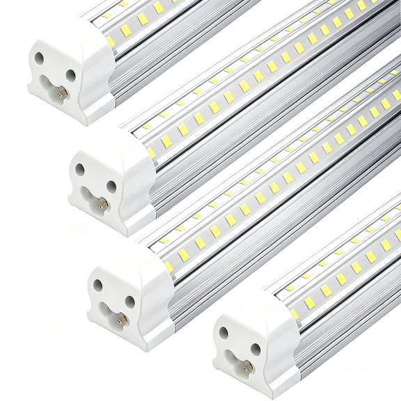 4 Pack LED Tube Light Bulbs 40W 6500K T8 4FT Ceiling Garage Shop Light Fixture With US Plug