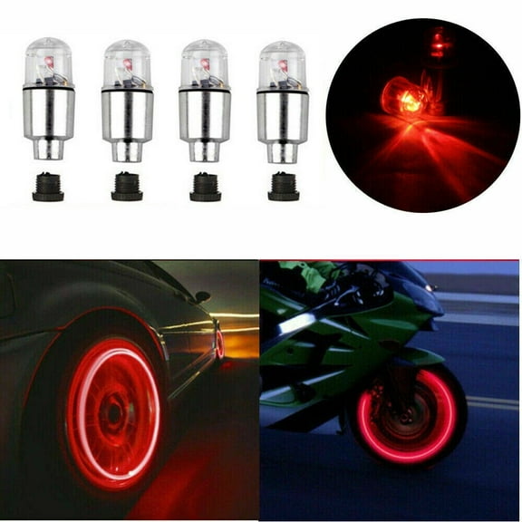 4 Pack LED Wheel Tire Valve Stem Lights for Cars, Bikes, and Motorcycles