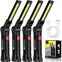4 Pack LED Work Light,Rechargeable Magnetic Base Emergency Light for Reading,Camping,Garage,Car Engines Repair and All Tight Spots