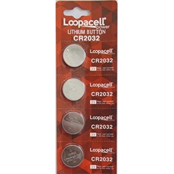 4 Pack LOOPACELL  2032 / CR2032 / 3V / Lithium Coin Cell Battery