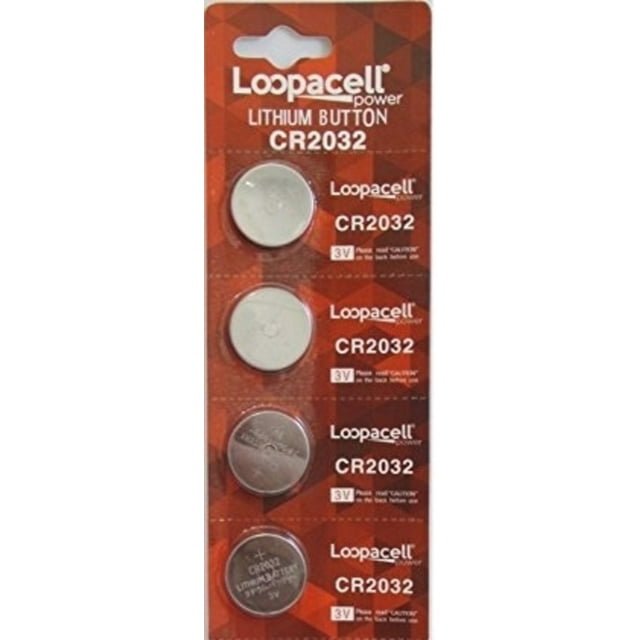 4 Pack LOOPACELL 2032 / CR2032 / 3V / Lithium Coin Cell Battery