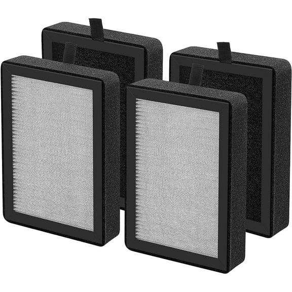4 Pack LV-H128 Replacement Filter Compatible with LEVOIT LV-H128 / PUURVSAS (HM669A) / ROVACS (RV60) Air Purifiers, 3-IN-1 Filter for LV-H128-RF Replacement Filter