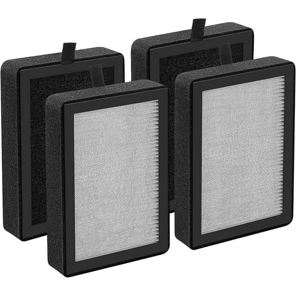 4 Pack LV-H128 Replacement Filter Compatible with LEVOIT LV-H128 / PUURVSAS (HM669A) / ROVACS (RV60) Air Purifiers, 3-in-1 H13 TRUE HEPA, Activated Carbon Layer and Pre-Filter