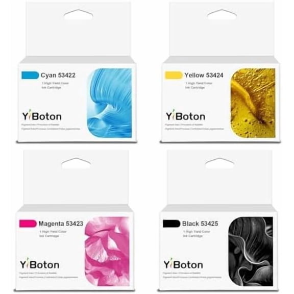 4 Pack LX-900 XL Ink Cartridges Black Cyan Magenta Yellow Replace Part 53422 53423 53424 53425 Compatible with Primera LX900 Label Printer