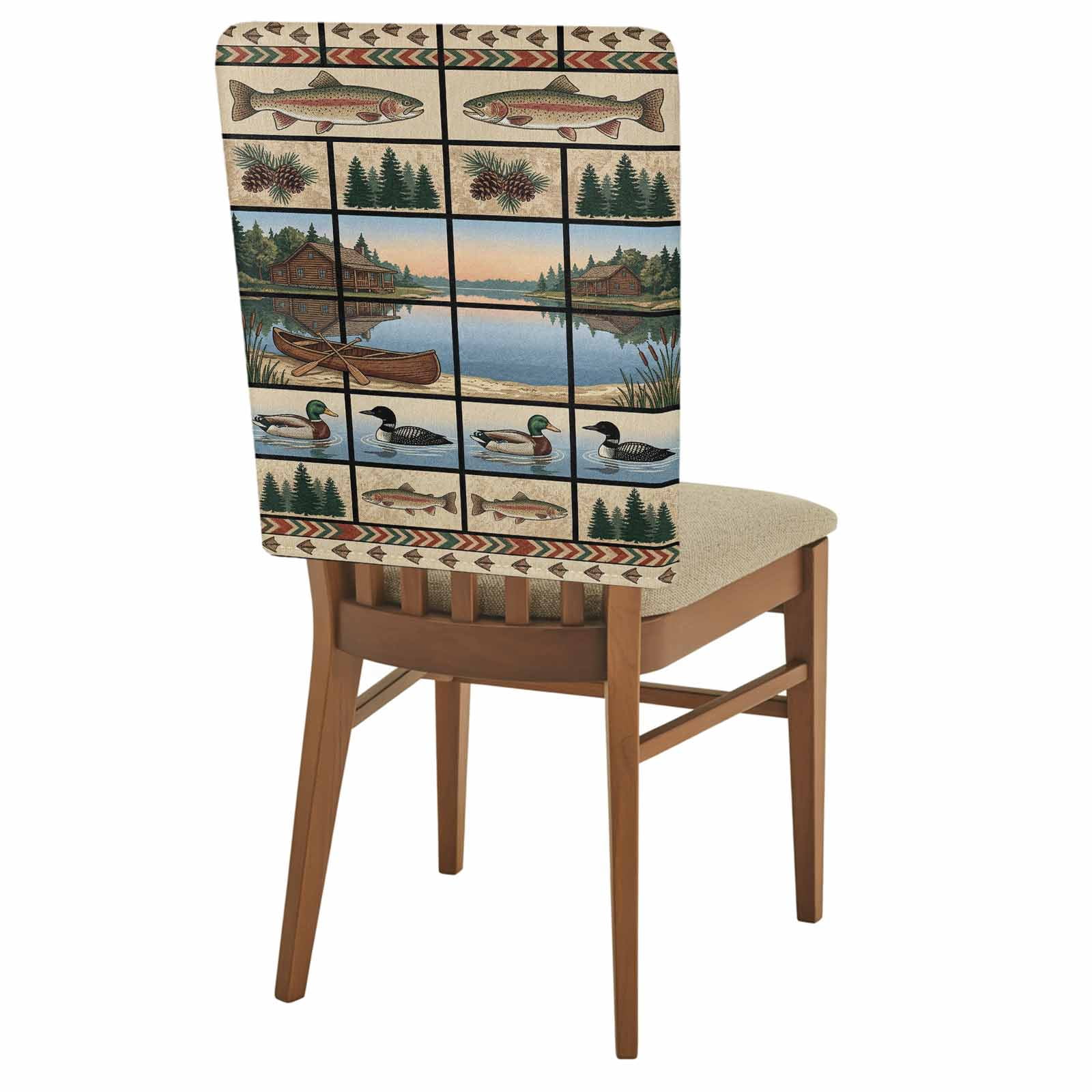 4 Pack Lack Landscape Chair Back Covers Country Farmhouse Forest Boats 4-pack-lack-landscape-chair-back-covers-country-farmhouse-forest-boats