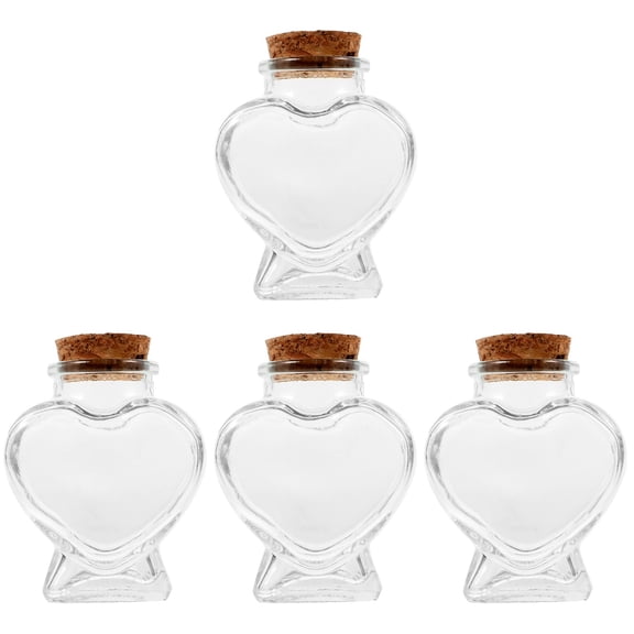 4 Pack Landscape Container Heart Shaped Containers Jars Cork