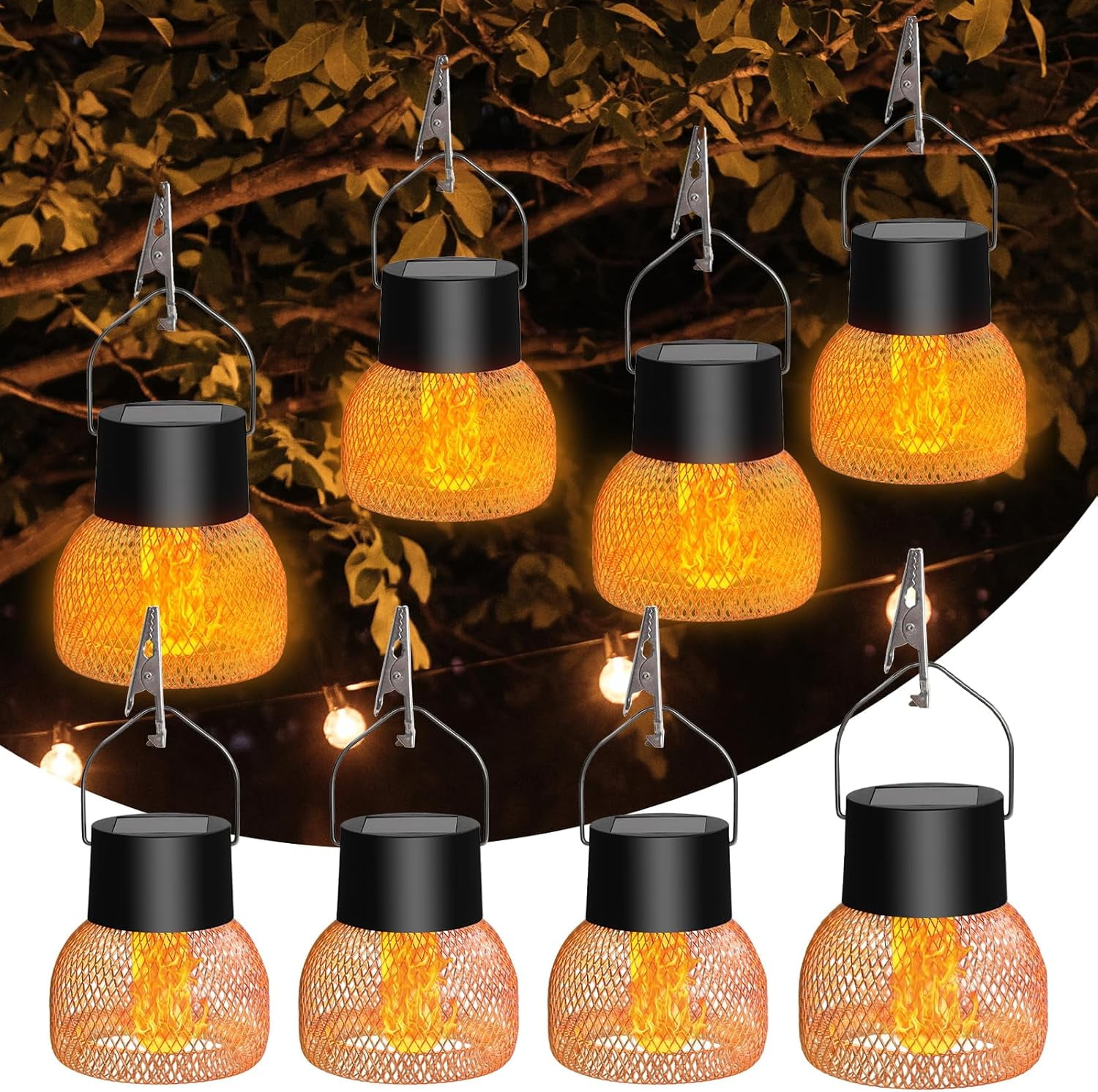 4 Pack Lanterns Outdoor Lights, Upgraded Metal Waterproof Flickering ...