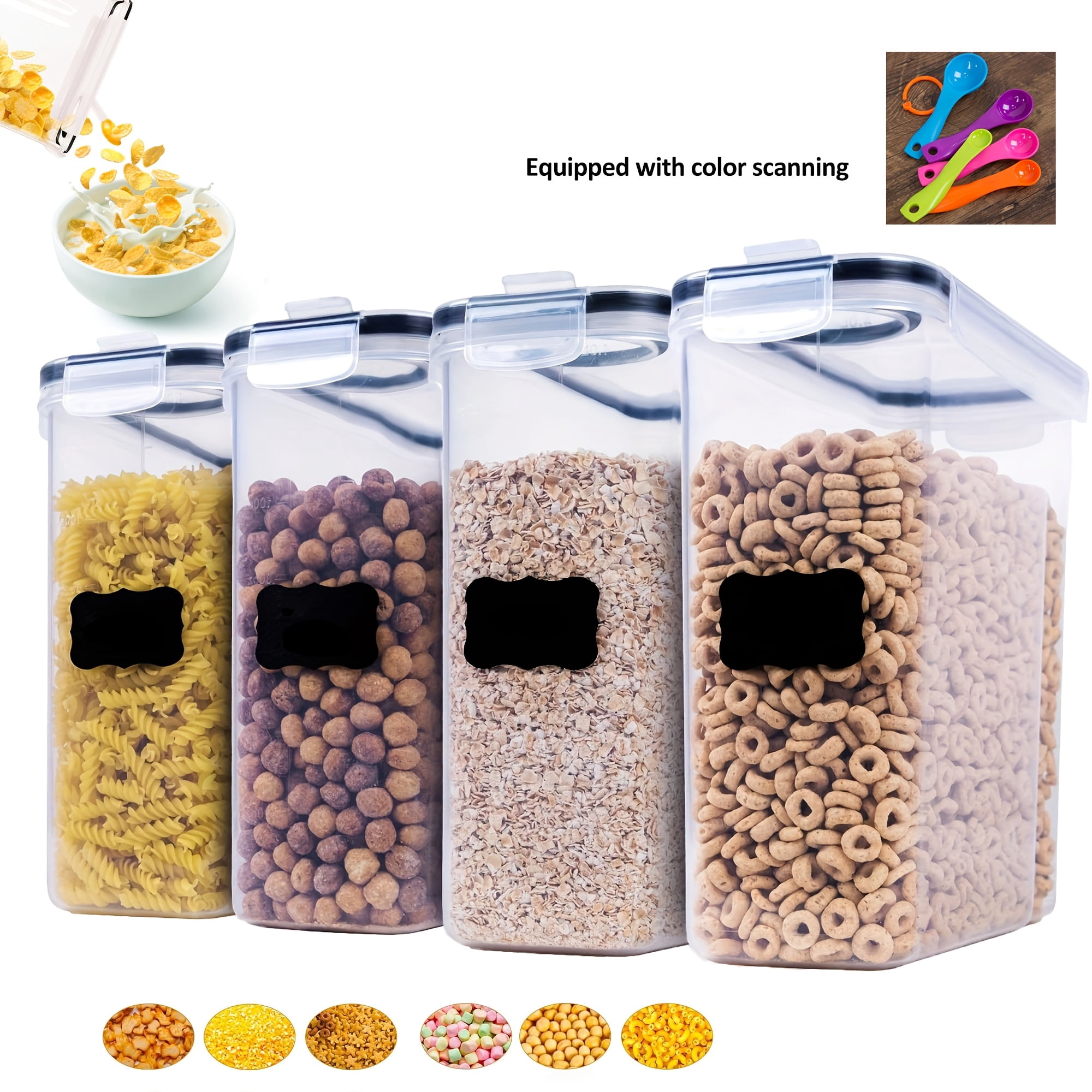 4 Pack Large Airtight Food Storage Containers | 1.06gal Clear Plastic ...