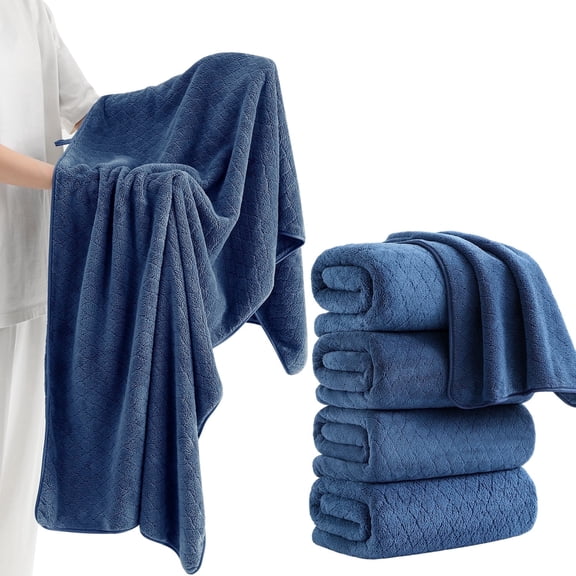 Kebury 4 Pack Large Bath Towel, 35x70" Oversize Bath Sheets Towels for Adults, Ultra Soft Towel Quick Dry Highly Absorbent Shower Bathroom Towels Spa Hotel Camp Use (Navy)