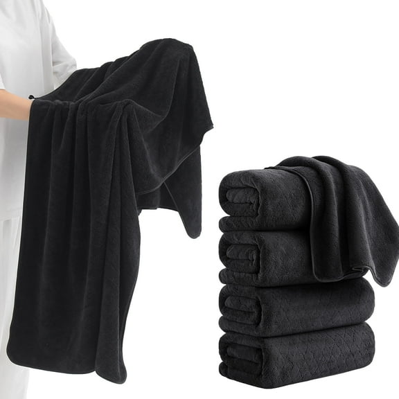 Kebury 4 Pack Large Bath Towel, 35x70" Oversize Bath Sheets Towels For Adults, Ultra Soft Towel Quick Dry Highly Absorbent Shower Bathroom Towels Spa Hotel Camp Use (Black)