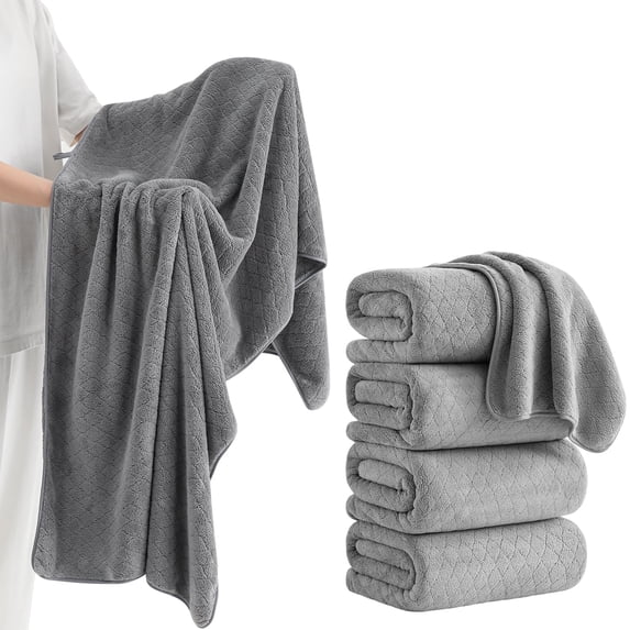 Kebury 4 Pack Large Bath Towel, 35x70" Oversize Bath Sheets Towels for Adults, Ultra Soft Towel Quick Dry Highly Absorbent Shower Bathroom Towels Spa Hotel Camp Use (Dark Gray)