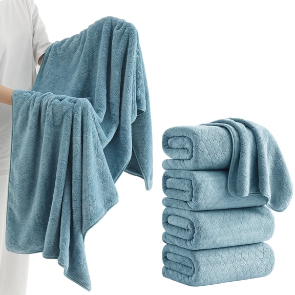 Kebury 4 Pack Large Bath Towel, 35x70" Oversize Bath Sheets Towels for Adults, Ultra Soft Towel Quick Dry Highly Absorbent Shower Bathroom Towels Spa Hotel Camp Use (Turquoise)