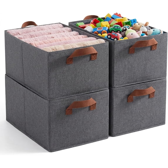 4 Pack Large Capacity Closet Storage bins, Foldable Storage Bins for ...