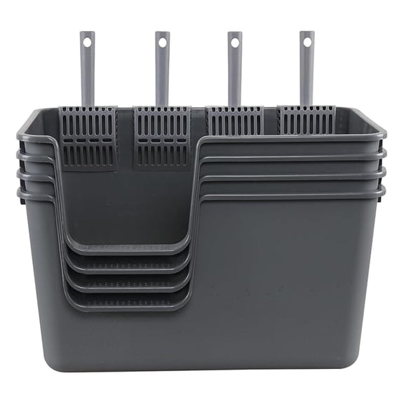 4-Pack Large Cat Litter Box with High Sides, Anti- Kitty Litter Pan with Low Entry & , Durable Plastic Litter Boxes for Large Cats & Multi-Cat Households, Easy to Clean, Gray