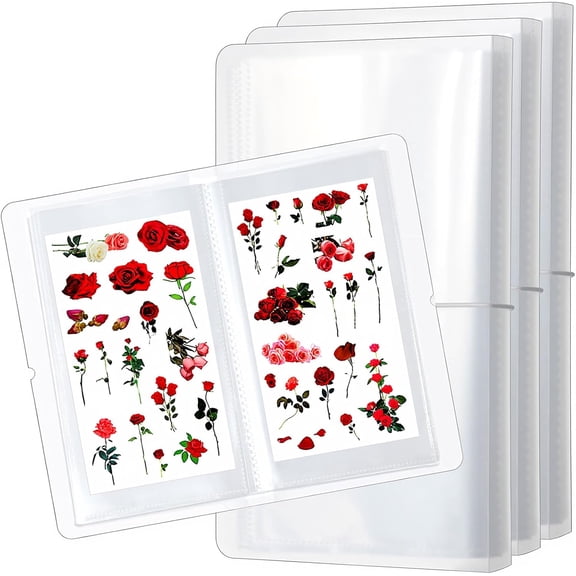 4 Pack Large Clear Storage Sticker Organizer Double-Sided 50 Pages Reusable Storage Book Collection Album for Planner Stickers Organizers Collector Recipe Cards