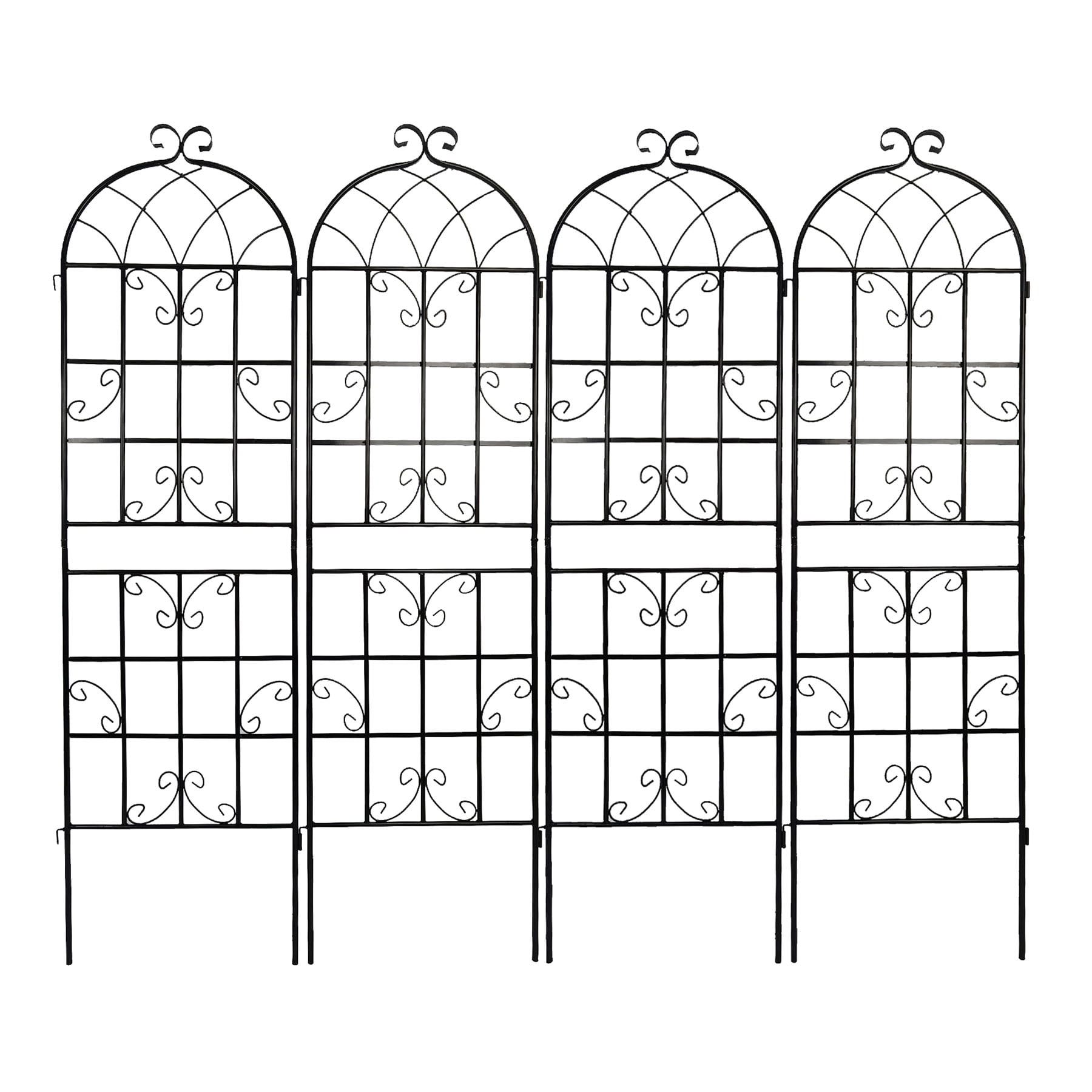 4 Pack Large Garden Trellis 71" H x 19.7" W Heavy Duty Rustproof Black Iron Plant Trellis for Potted Plant Support Metal Climbing Rose Trellis Vine Vegetable Cucumber